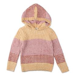 Little Girls Stripe Cable Knot Hooded Sweater