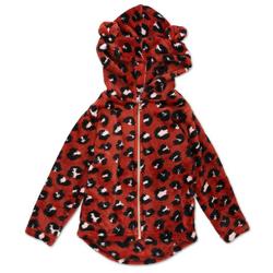 Little Girls Plush Hooded Jacket - Brown