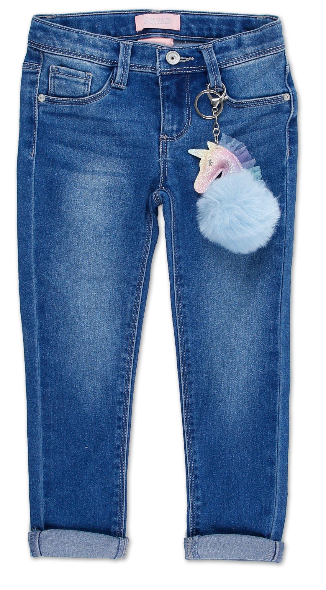 Little Girls Skinny Jeans & Unicorn Keychain