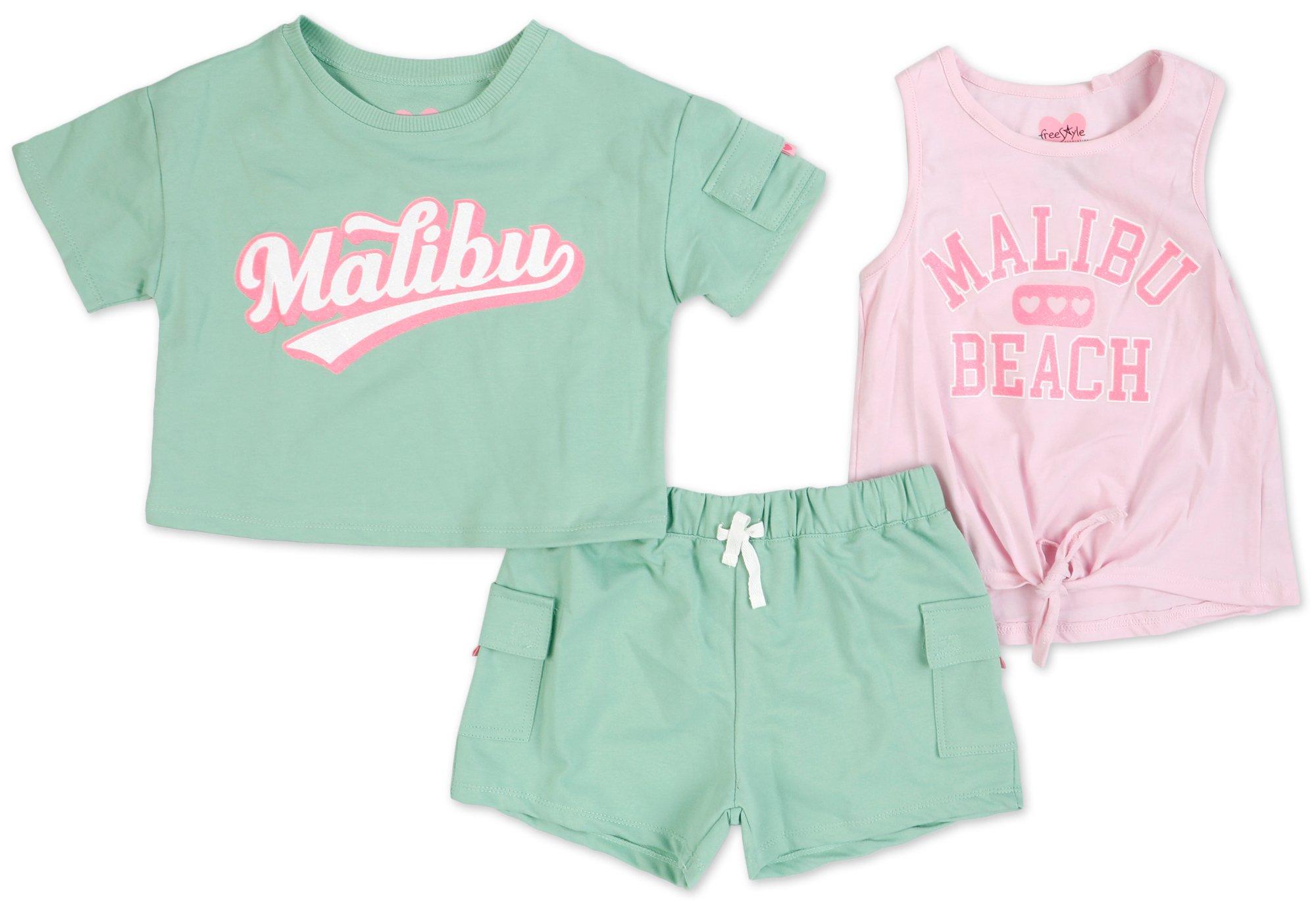 Little Girls 3 Pc Malibu Shorts Set