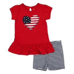 Little Girls 2 Pc Americana Shorts Set