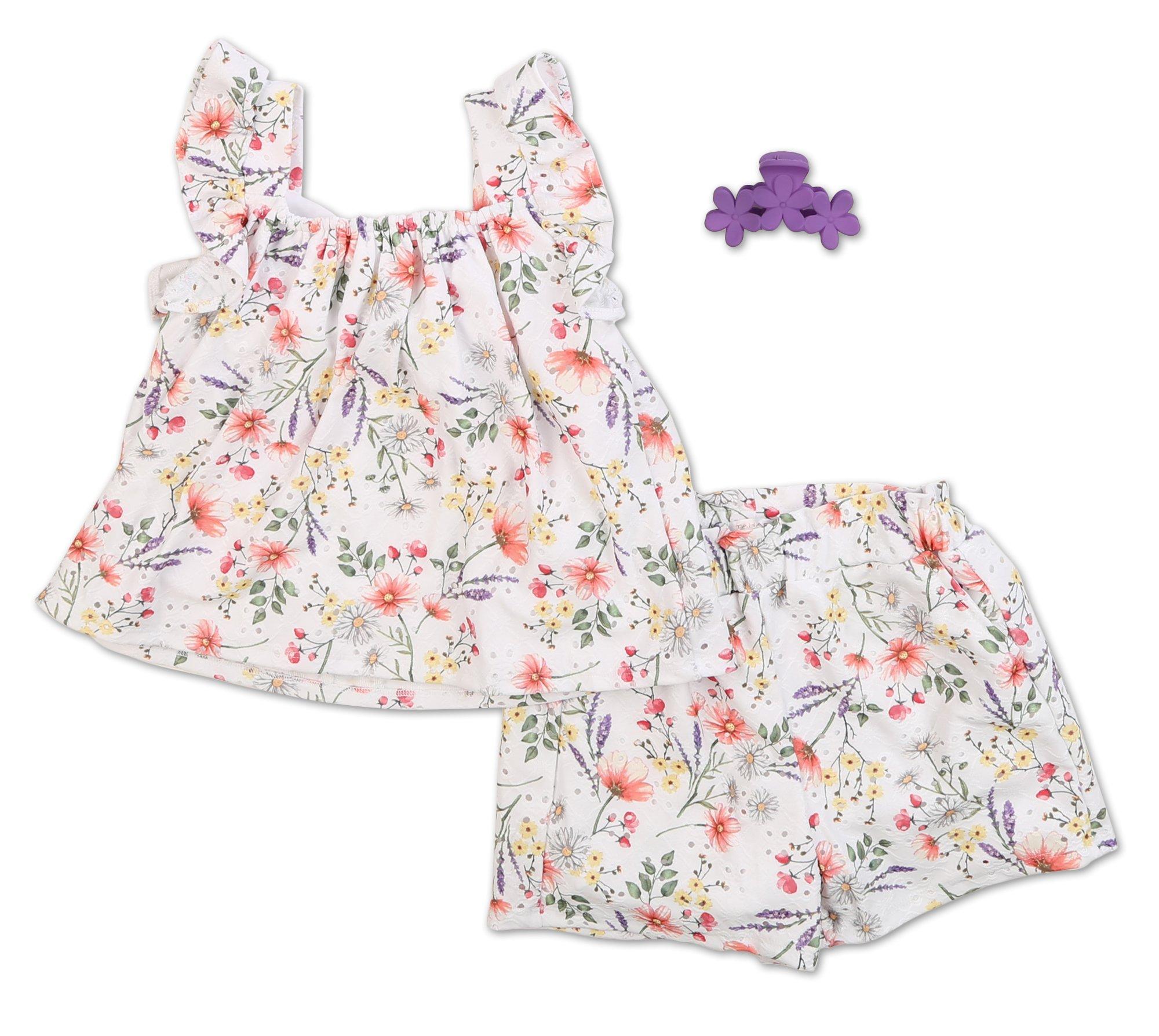 Little Girls 3 Pc Floral Shorts Set