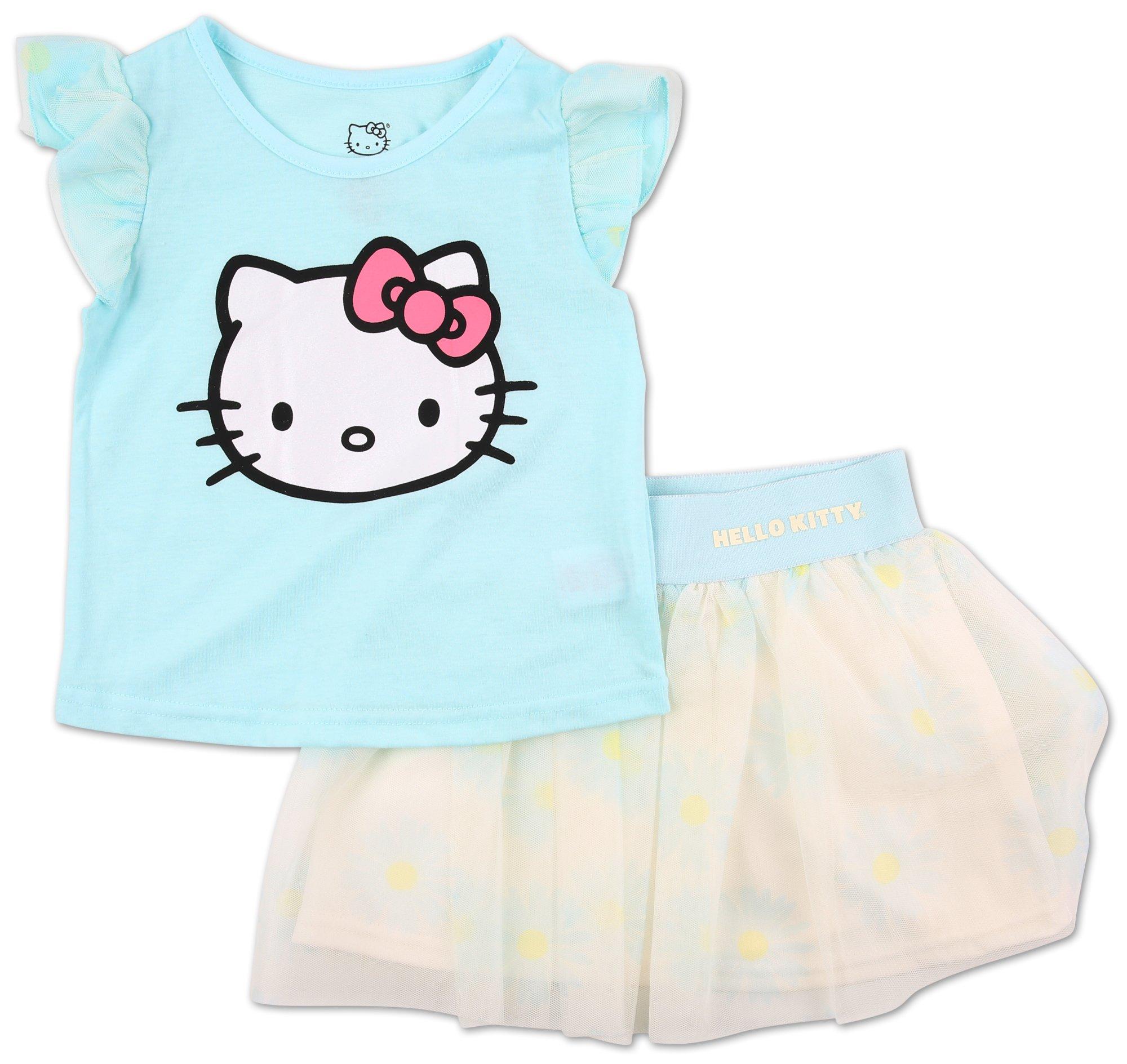Little Girls 2 Pc Hello Kitty Skirt Set