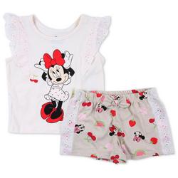 Little Girls 2 Pc Minnie Mouse Shorts Set