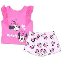 Little Girls 2 Pc Minnie Mouse Shorts Set