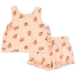 Little Girls 2 Pc Orange Grove Shorts Set