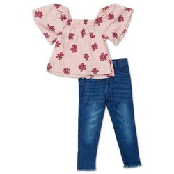 Little Girls 2 Pc Denim Jeans Set - Multi