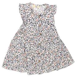 Little Girls Floral Print Dress - White Multi