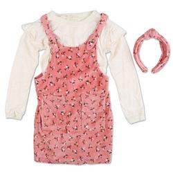 Little Girls 2 Pc Overall Floral Dress - Pink