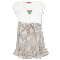 Little Girls Stripe Butterfly Dress