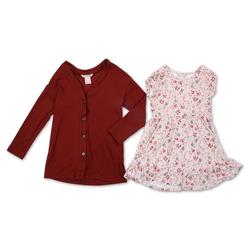 Little Girls 2 Pc Cardigan & Dress Set