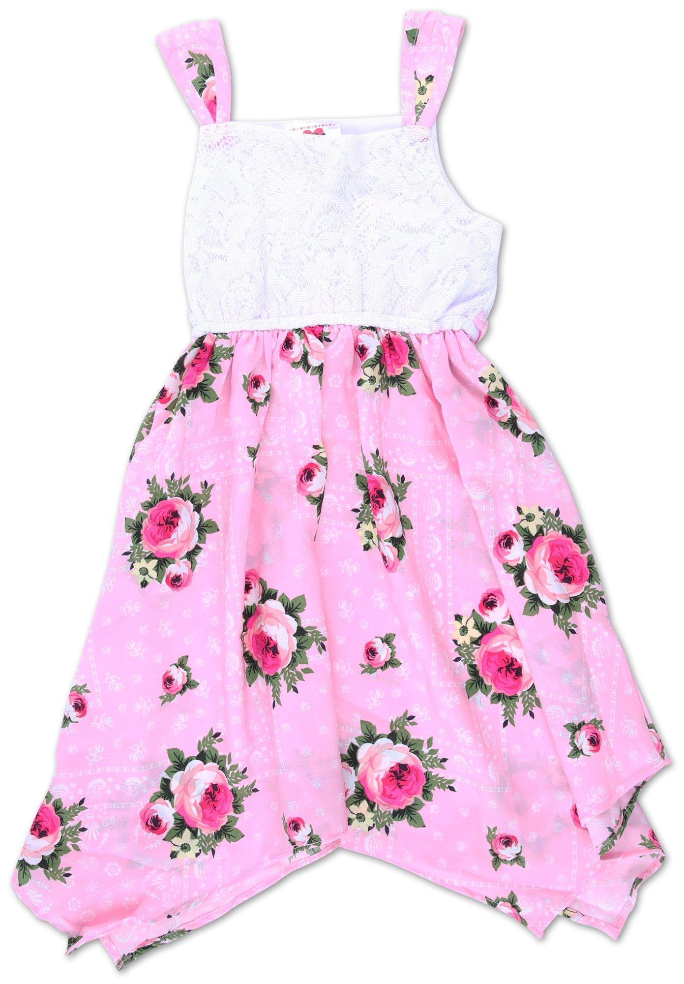 Little Girls Sleeveless Floral Print Dress