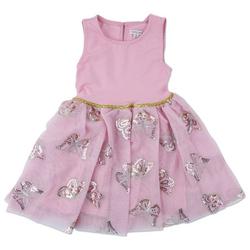 Little Girls Solid Sequin Tulle Dress