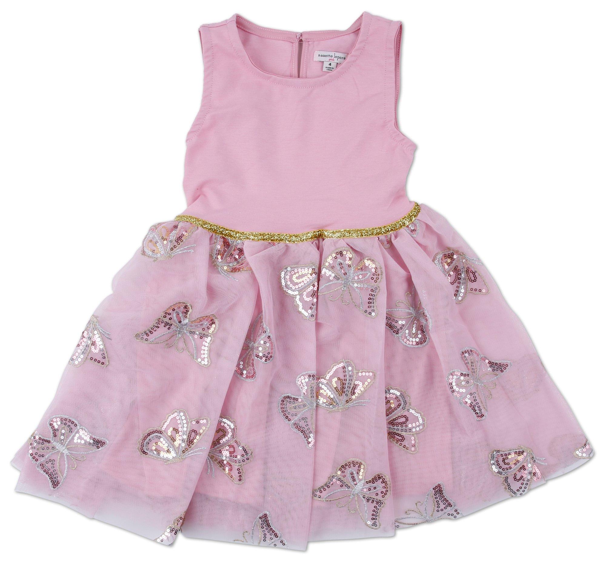 Little Girls Solid Sequin Tulle Dress