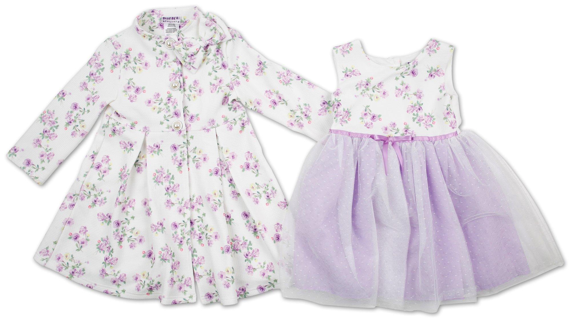 Little Girls 2 Pc Coat & Dress Set