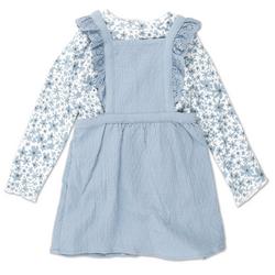 Little Girls 2 Pc Jumper Dress Set - Blue