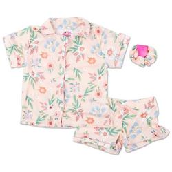 Girls 3 Pc Floral Pajama Shorts Set