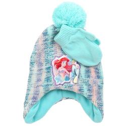 Girls 2 Pc Disney Little Mermaid Ariel Beanie & Gloves Set