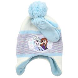 Girls 2 Pc Disney Frozen Anna & Elsa Beanie & Gloves Set