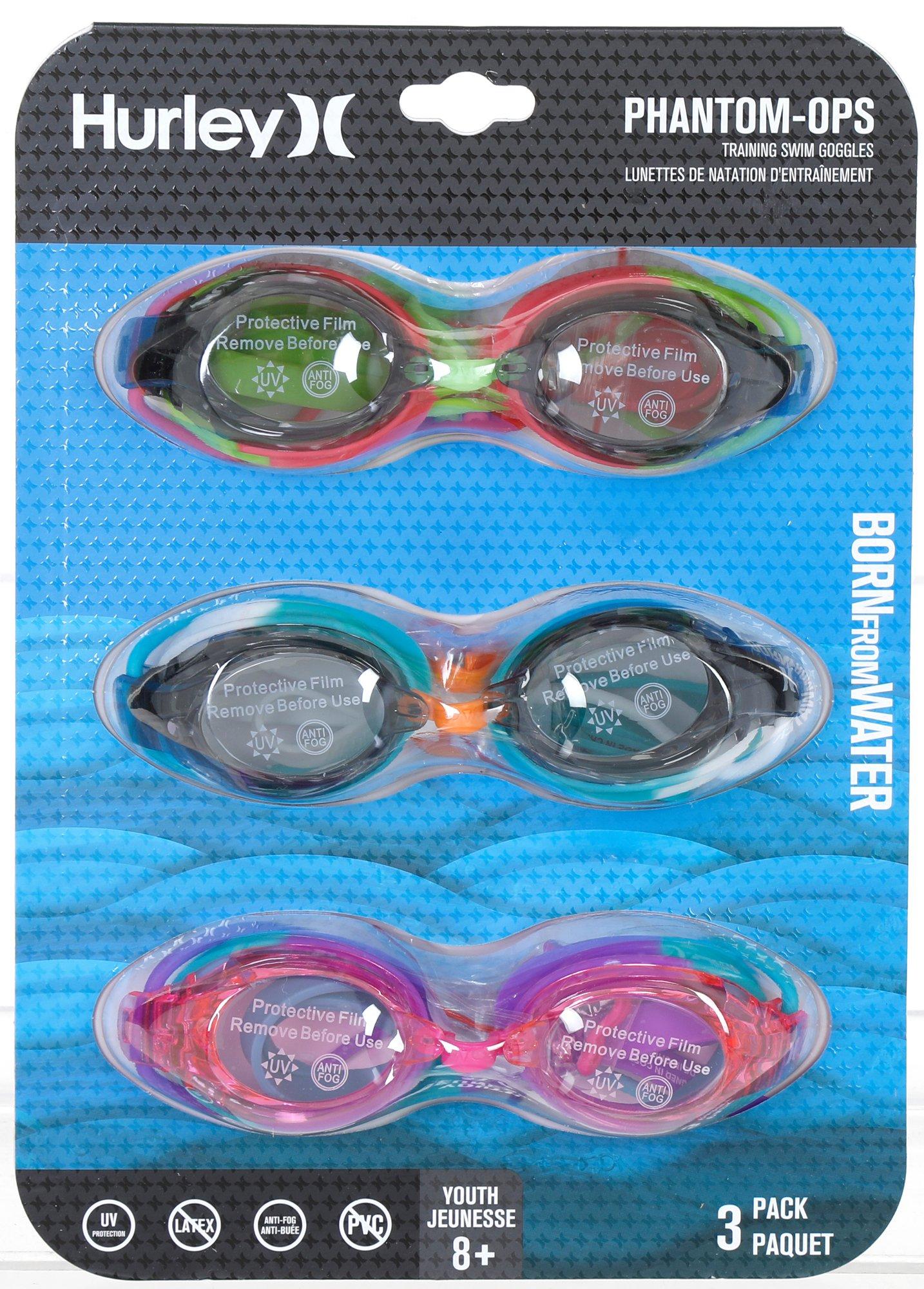 3 Pk Phantom-Ops Training Swim Goggles - Multi