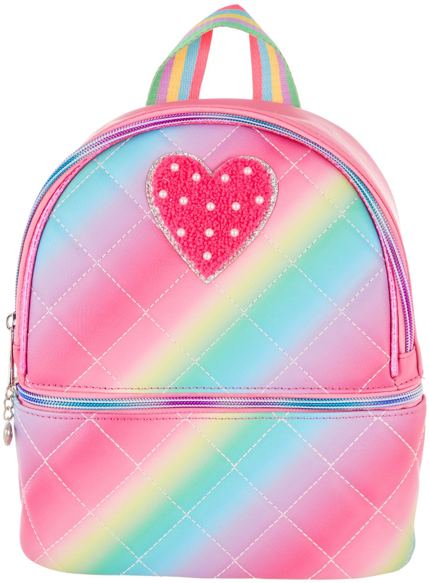 Girls Rainbow Heart Mini Backpack
