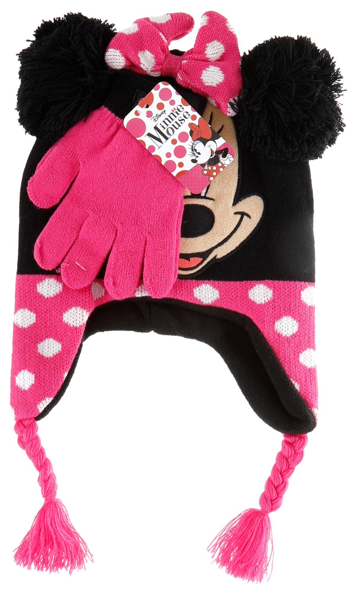 Girls 2 Pc Minnie Mouse Cozy Hat and Gloves Set