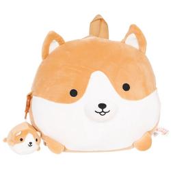 Plush Puppy Backpack With Keychain - Brown