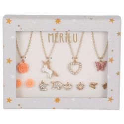 Girls 8 Pc Necklace & Earring Set