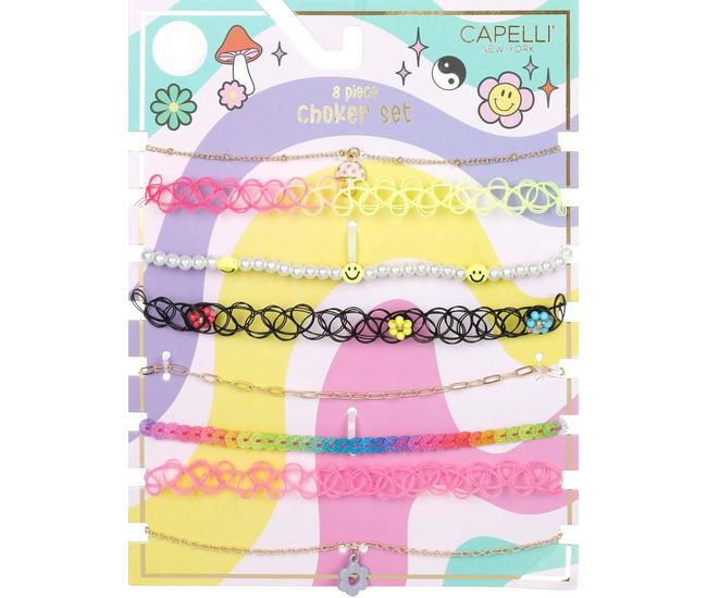 Capelli New York Kids' Set of 8 Assorted Choker Necklaces in Multi