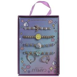 Girls 6 Pc Bracelet & Ring Set