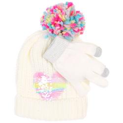 3 Pc Girl's Winter Hat and Gloves Set