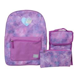 Girls 3 Pc Tie-Dye Backpack Set - Purple