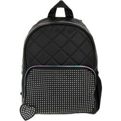 Quilted Studded Faux Leather Backpack - Black