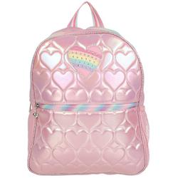 Quilted Rhinestone Heart Backpack - Pink