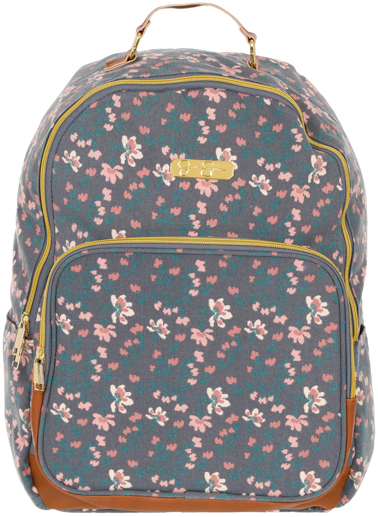 Floral Fabric Backpack - Blue