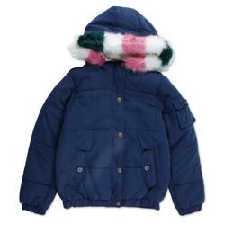Girls Quilted Faux Fur Line Jacket