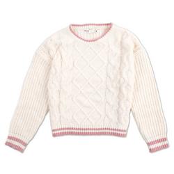 Girls Cable Front Knit Sweater - White