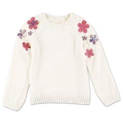 Girls Floral Sleeve Chenille Sweater