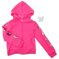 Girls 2 Pc Sequins Heart Hoodie w/Claw Clip