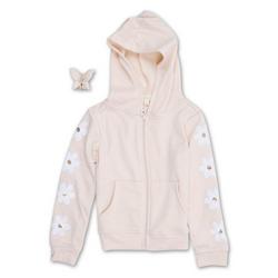 Girls 2 Pc Floral Hoodie w/Claw Clip