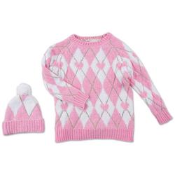 Girls 2 Pc Heart Sweater Knit & Hat Set