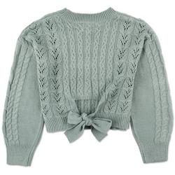 Girls Solid Tie Back Sweater