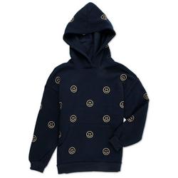 Girls Embroidered Smiley Face Hoodie