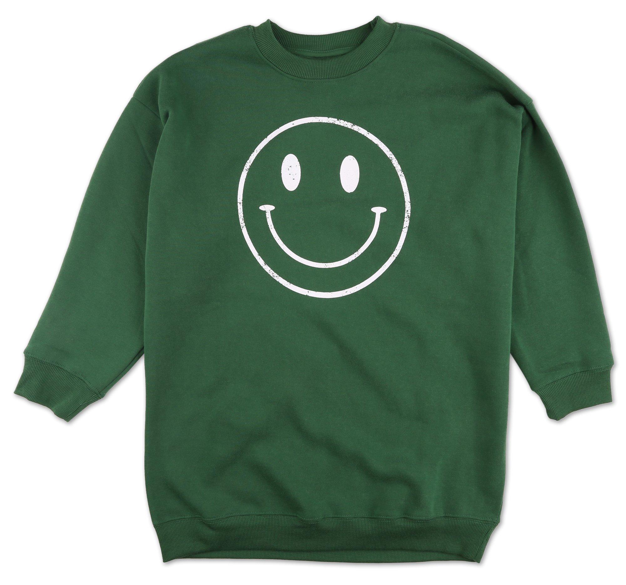 Girls Smiley Face Oversized Sweatshirt