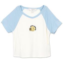 Girls Smiley Face Graphic Tee - White