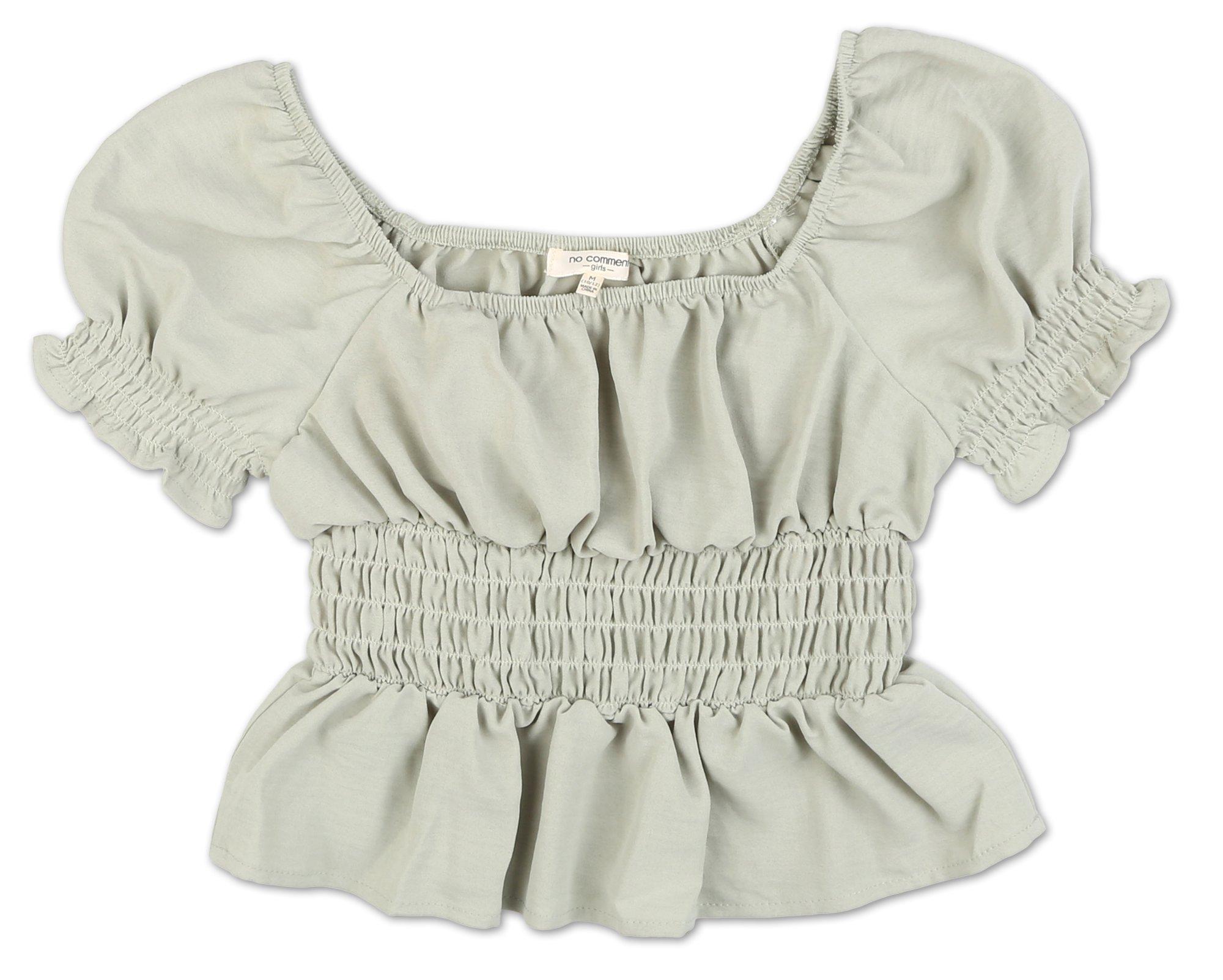 Girls Solid Puff Sleeve Top - Sage