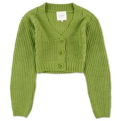 Girls Solid Crop Sweater