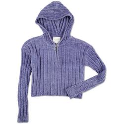 Girls Solid Ribbed Pull Over Hoodie