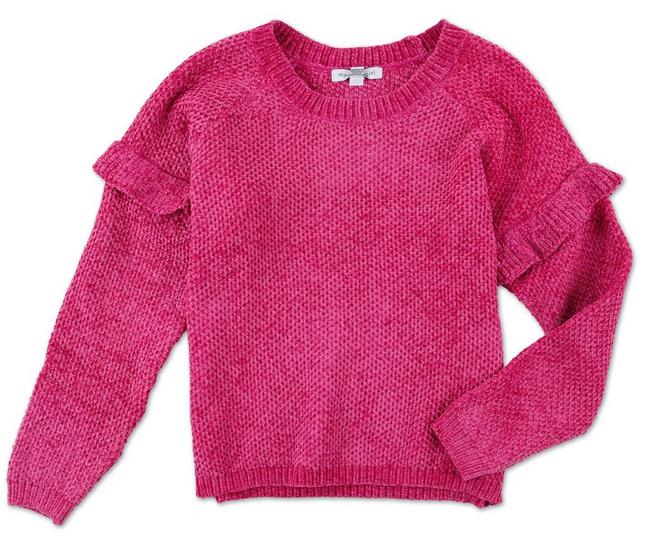 Tween Girls Long Sleeve Cable Knit Chenille Sweater