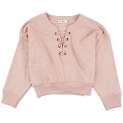 Girls Solid Lace Up Front Sweatshirt